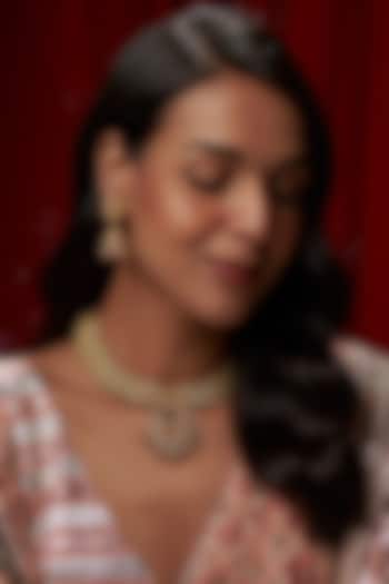 Gold Finish Temple Choker Necklace Set by Vivinia By Vidhi Mehra at Pernia's Pop Up Shop