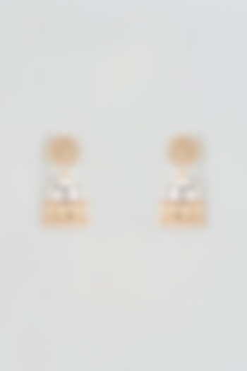 Gold Finish Kundan Polki & Pearl Drop Jhumka Earrings by Vivinia By Vidhi Mehra at Pernia's Pop Up Shop