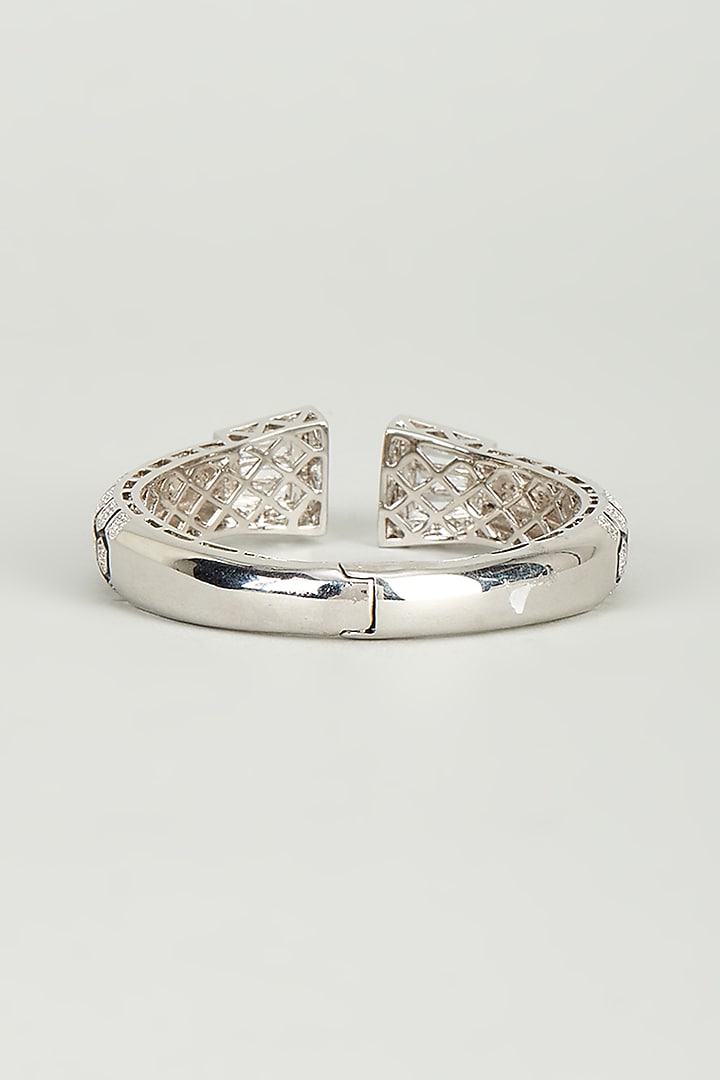 White Finish Zircon Enameled Openable Kada by Vivinia By Vidhi Mehra at Pernia's Pop Up Shop