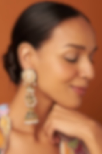 Gold Finish Kundan Polki Dangler Earrings by Vivinia By Vidhi Mehra at Pernia's Pop Up Shop