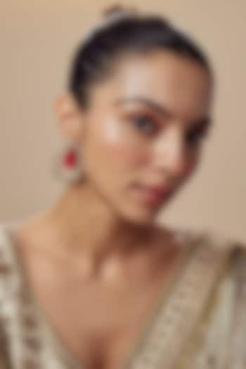 Gold Finish Moissanite Polki Stud Earrings by Vivinia By Vidhi Mehra at Pernia's Pop Up Shop
