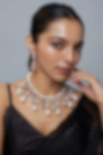 Gold Finish Kundan Polki & Pink Diamond Necklace Set by Vivinia By Vidhi Mehra at Pernia's Pop Up Shop