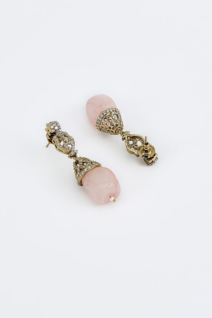 Gold Finish Kundan Polki & Pink Diamond Necklace Set by Vivinia By Vidhi Mehra at Pernia's Pop Up Shop