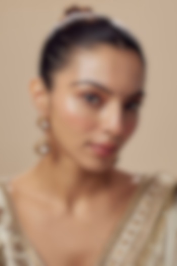 Gold Finish Kundan Polki Dangler Earrings by Vivinia By Vidhi Mehra at Pernia's Pop Up Shop