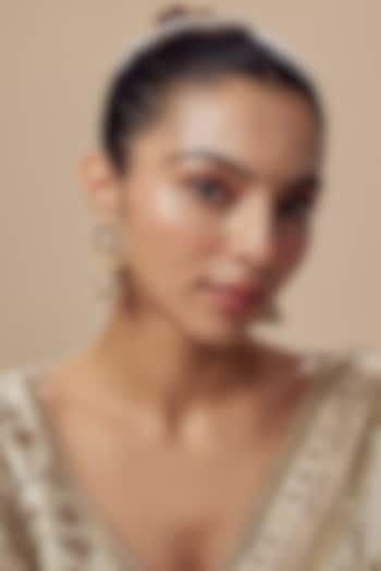 Gold Finish Kundan Polki Jhumka Earrings by Vivinia By Vidhi Mehra at Pernia's Pop Up Shop