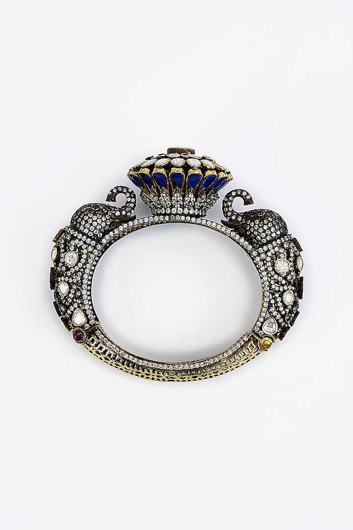Gold Finish Zircon Kada by Vivinia By Vidhi Mehra at Pernia's Pop Up Shop