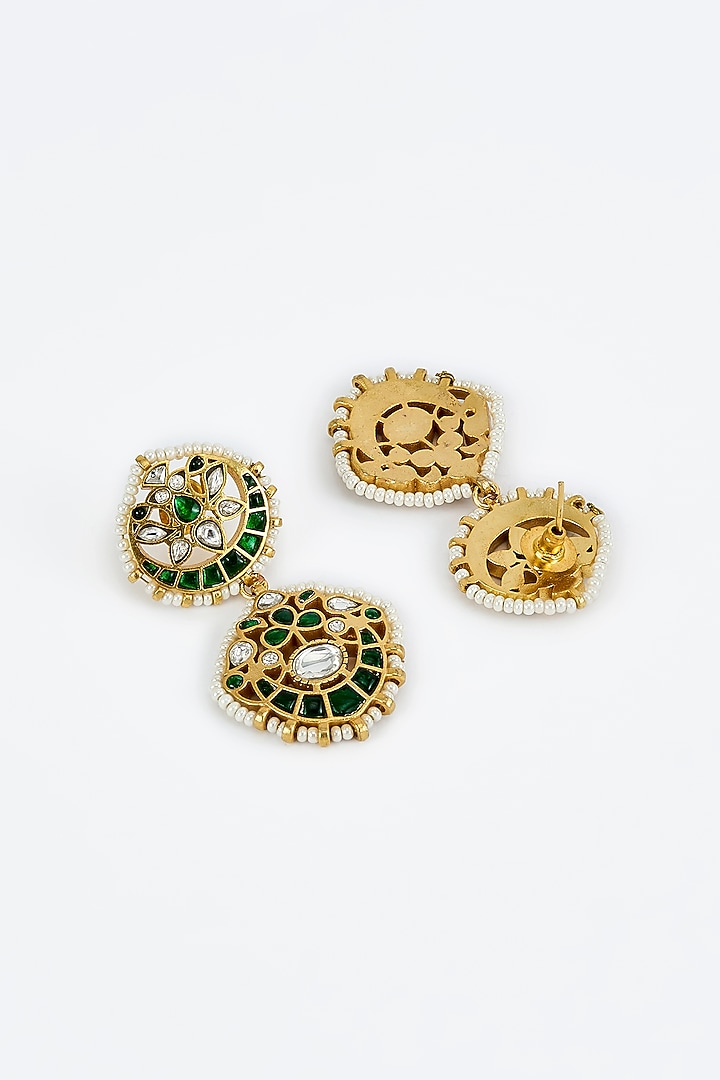 Gold Finish Kundan Polki & Multi-Colored Stone Necklace Set by Vivinia By Vidhi Mehra at Pernia's Pop Up Shop