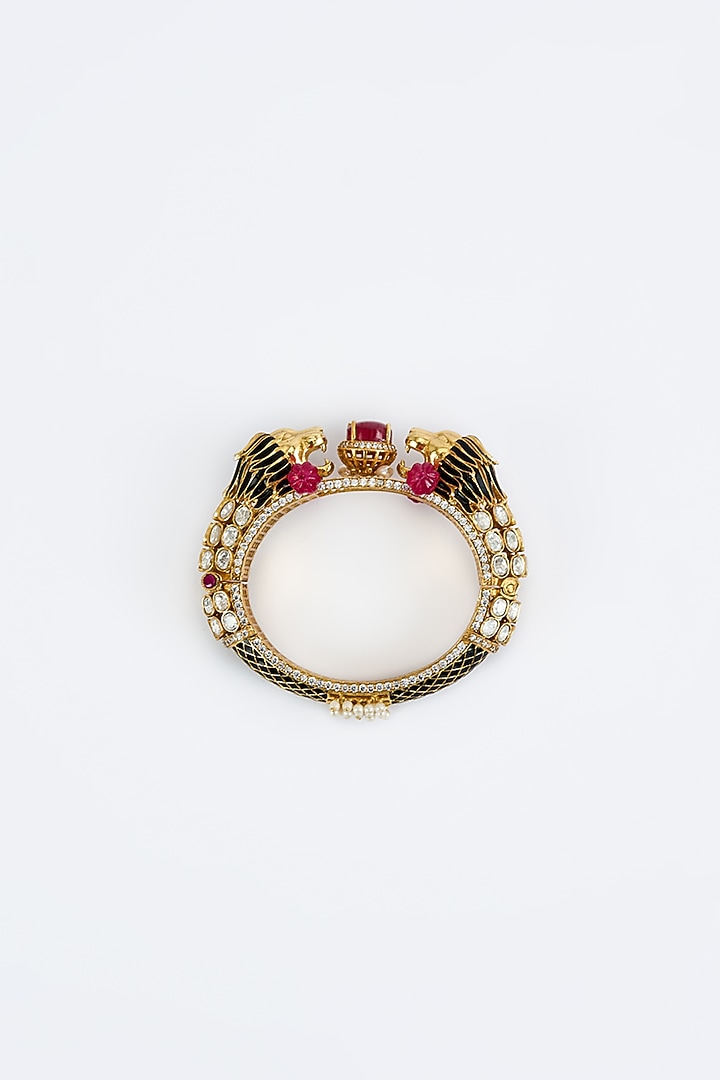 Gold Finish Zircon Kada by Vivinia By Vidhi Mehra at Pernia's Pop Up Shop