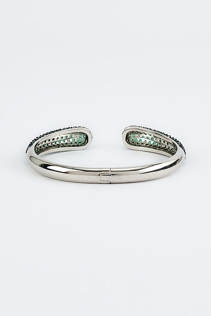 White Finish Green Zircon Bangle by Vivinia By Vidhi Mehra at Pernia's Pop Up Shop