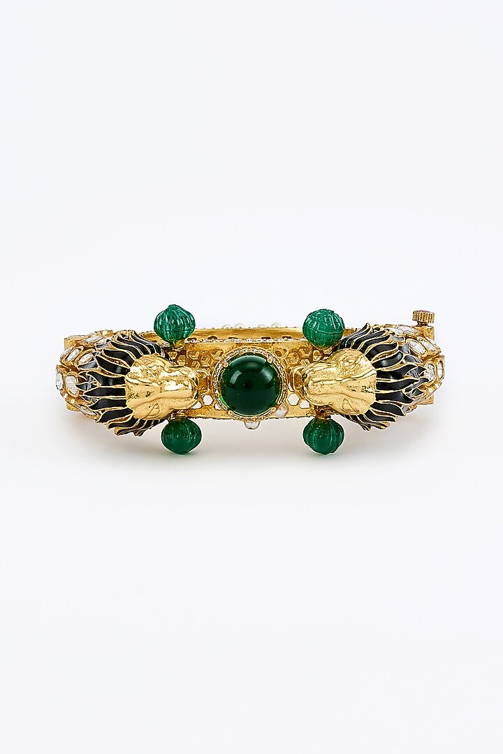 Gold Finish Zircon Kada by Vivinia By Vidhi Mehra at Pernia's Pop Up Shop