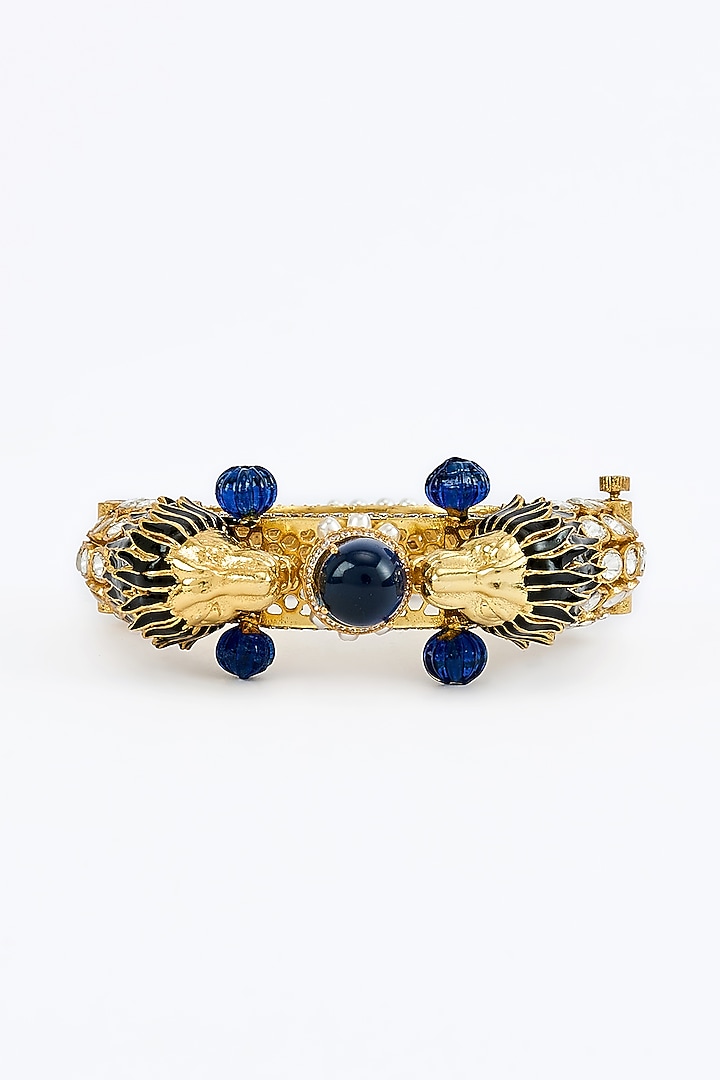 Gold Finish Zircon Kada by Vivinia By Vidhi Mehra at Pernia's Pop Up Shop