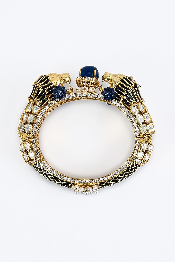 Gold Finish Zircon Kada by Vivinia By Vidhi Mehra at Pernia's Pop Up Shop