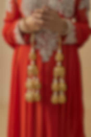 Gold Finish Pearl Kaleera (Set Of 2) by Vivinia By Vidhi Mehra at Pernia's Pop Up Shop