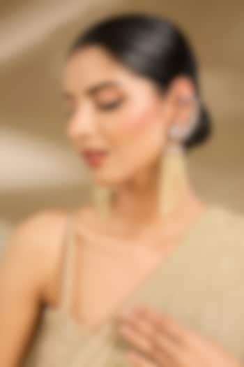 Gold Finish Pearl Drop Chandelier Earrings by Vivinia By Vidhi Mehra at Pernia's Pop Up Shop