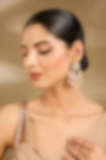 Gold Finish Pearl & Stone Chandelier Earrings by Vivinia By Vidhi Mehra at Pernia's Pop Up Shop