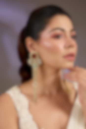 Gold Finish Multi-Colored Stone Dangler Earrings by Vivinia By Vidhi Mehra at Pernia's Pop Up Shop