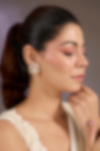 Gold Finish Kundan Polki Floral Stud Earrings by Vivinia By Vidhi Mehra at Pernia's Pop Up Shop