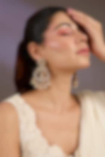 Gold Finish Pearl Drop Jhumka Earrings by Vivinia By Vidhi Mehra at Pernia's Pop Up Shop