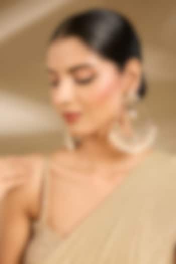 Gold Finish Pearl Drop & Multi-Colored Stone Chandbali Earrings by Vivinia By Vidhi Mehra at Pernia's Pop Up Shop