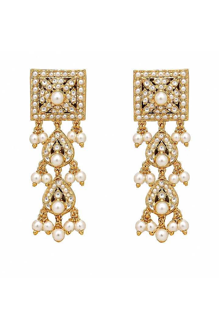 Gold Plated Kundan Polki & Pearl Jadau Choker Necklace Set by Vivinia By Vidhi Mehra at Pernia's Pop Up Shop