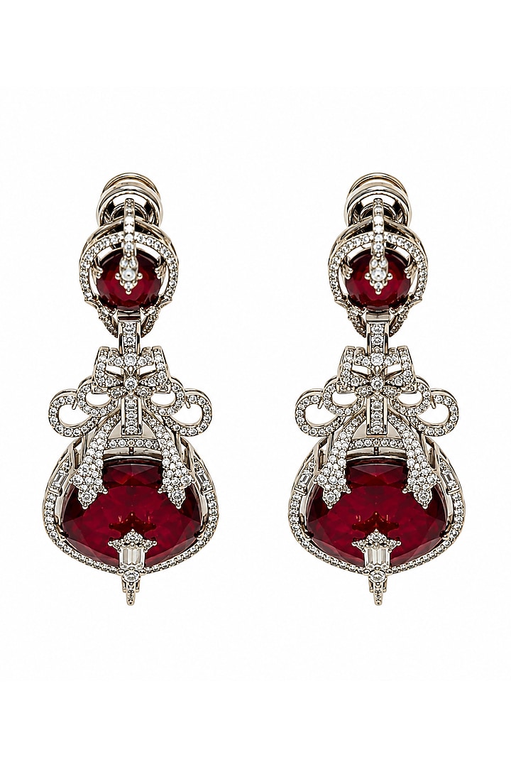 Gold Plated Moissanite Polki & Ruby Stone Necklace Set by Vivinia By Vidhi Mehra at Pernia's Pop Up Shop