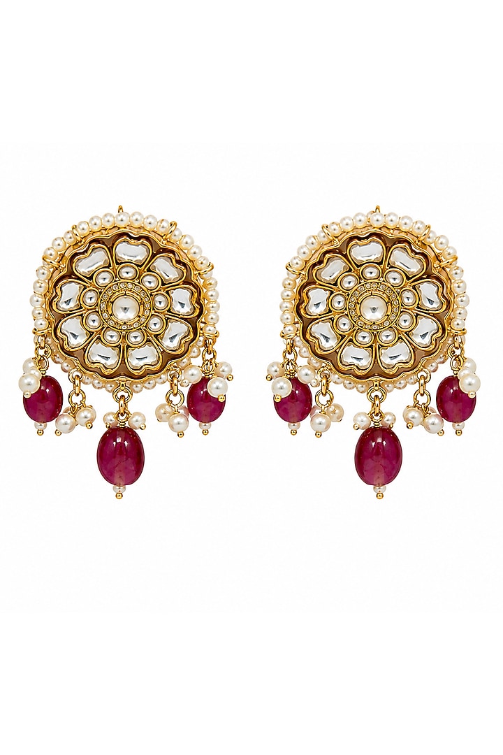 Gold Plated Kundan Polki & Multi-Colored Stone Handcrafted Necklace Set by Vivinia By Vidhi Mehra at Pernia's Pop Up Shop