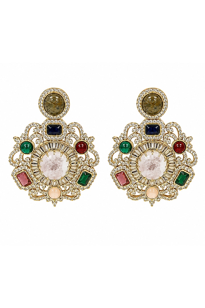 Gold Plated Moissanite Polki & Multi-Colored Stone Choker Necklace Set by Vivinia By Vidhi Mehra at Pernia's Pop Up Shop