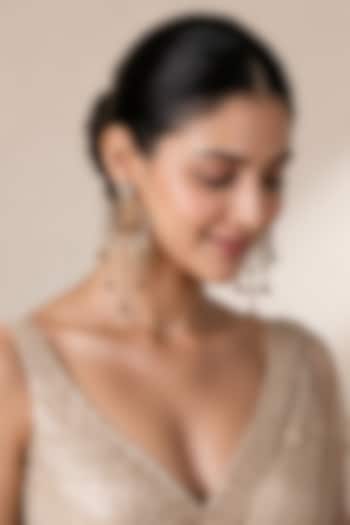 Gold Plated Kundan Polki & Pearl Drop Dangler Earrings by Vivinia By Vidhi Mehra at Pernia's Pop Up Shop