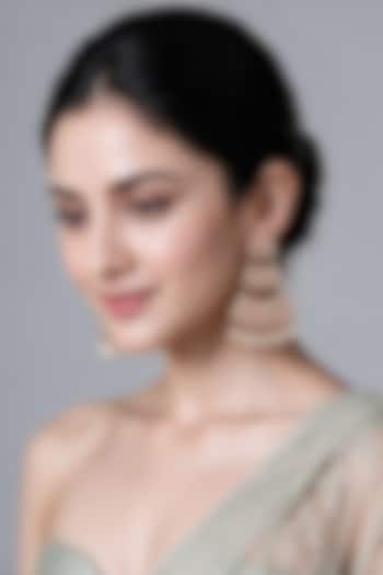 Gold Plated Pearl Jadau Tiered Dangler Earrings by Vivinia By Vidhi Mehra at Pernia's Pop Up Shop