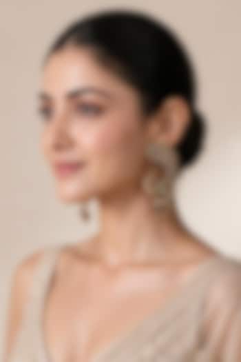 Gold Plated Pearl Drop Peacock Dangler Earrings by Vivinia By Vidhi Mehra at Pernia's Pop Up Shop