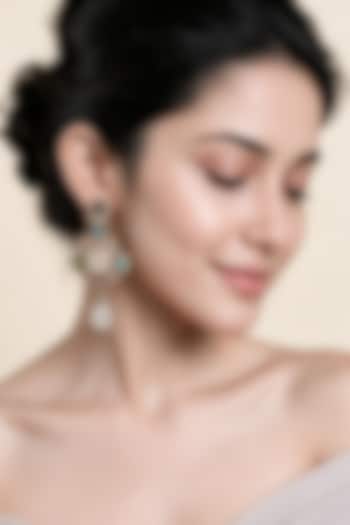 Gold Plated Zircon & Multi-Colored Semi-Precious Stone Dangler Earrings by Vivinia By Vidhi Mehra at Pernia's Pop Up Shop