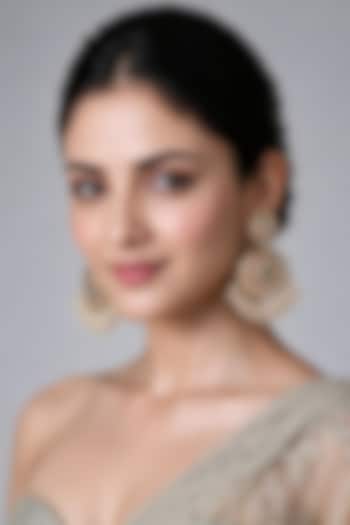 Gold Plated Green & Ruby Stone Jadau Chandbali Earrings by Vivinia By Vidhi Mehra at Pernia's Pop Up Shop