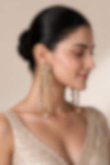 Gold Plated Kundan Polki & Pearl Dangler Earrings by Vivinia By Vidhi Mehra at Pernia's Pop Up Shop