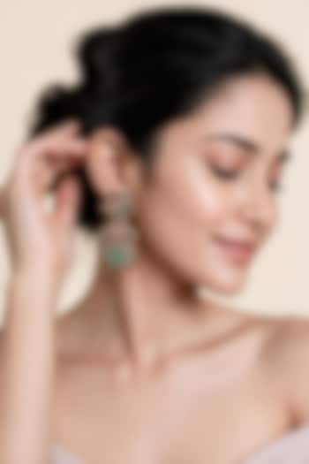 Gold Plated Multi-Colored Semi-precious Stone Floral Dangler Earrings by Vivinia By Vidhi Mehra at Pernia's Pop Up Shop