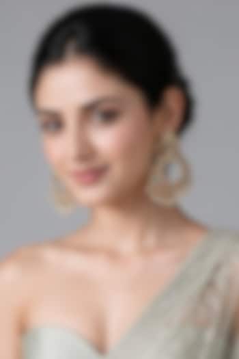 Gold Plated Multi-Colored Semi-precious Stone & Pearl Jadau Chandbali Earrings by Vivinia By Vidhi Mehra at Pernia's Pop Up Shop