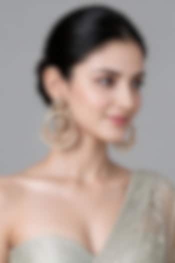 Gold Plated Multi-Colored Stone & Pearl Drop Jadau Chandbali Earrings by Vivinia By Vidhi Mehra at Pernia's Pop Up Shop