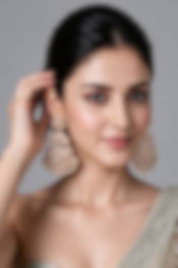 Gold Plated Pearl Fringe Jadau Dangler Earrings by Vivinia By Vidhi Mehra at Pernia's Pop Up Shop