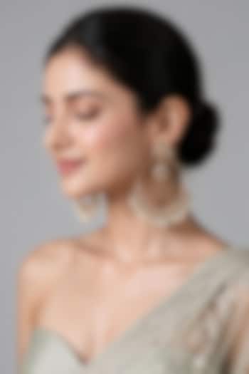 Gold Plated Green & Ruby Stone Jadau Floral Chandbali Earrings by Vivinia By Vidhi Mehra at Pernia's Pop Up Shop