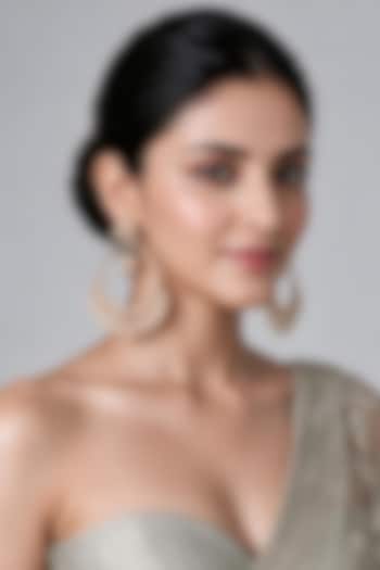 Gold Plated Pearl Motifs Jadau Floral Chandbali Earrings by Vivinia By Vidhi Mehra at Pernia's Pop Up Shop