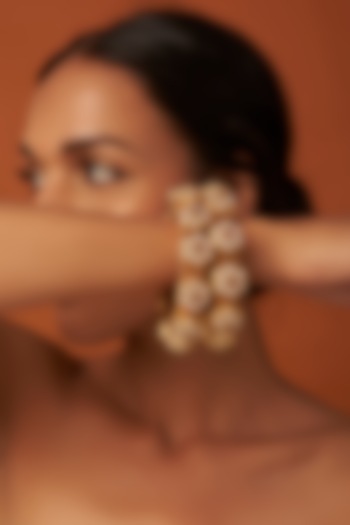 Gold Finish Kundan Polki Kadas (Set of 2) by Vivinia By Vidhi Mehra at Pernia's Pop Up Shop