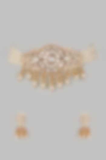 Gold Finish Kundan Polki Choker Necklace Set by VIVINIA  Designer Jewellery