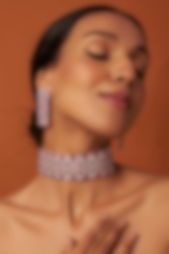 White Finish Ruby & Zircons Choker Necklace Set by Vivinia By Vidhi Mehra at Pernia's Pop Up Shop