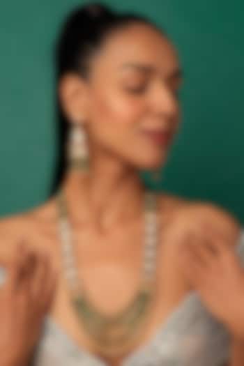 Gold Finish Beaded Long Necklace Set by Vivinia By Vidhi Mehra at Pernia's Pop Up Shop