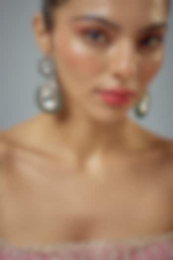 White Rhodium Finish Zircon Drop Earrings by Vivinia By Vidhi Mehra at Pernia's Pop Up Shop