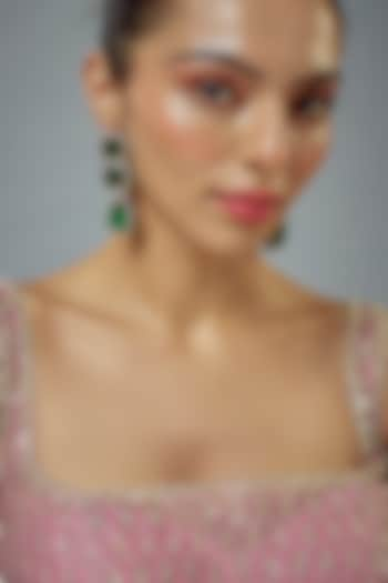 White Rhodium Finish Zircon Dangler Earrings by Vivinia By Vidhi Mehra at Pernia's Pop Up Shop