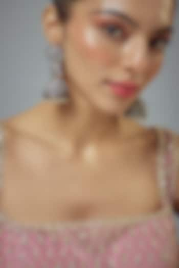 White Rhodium Finish Floral Motif & Zircon Drop Earrings by Vivinia By Vidhi Mehra at Pernia's Pop Up Shop