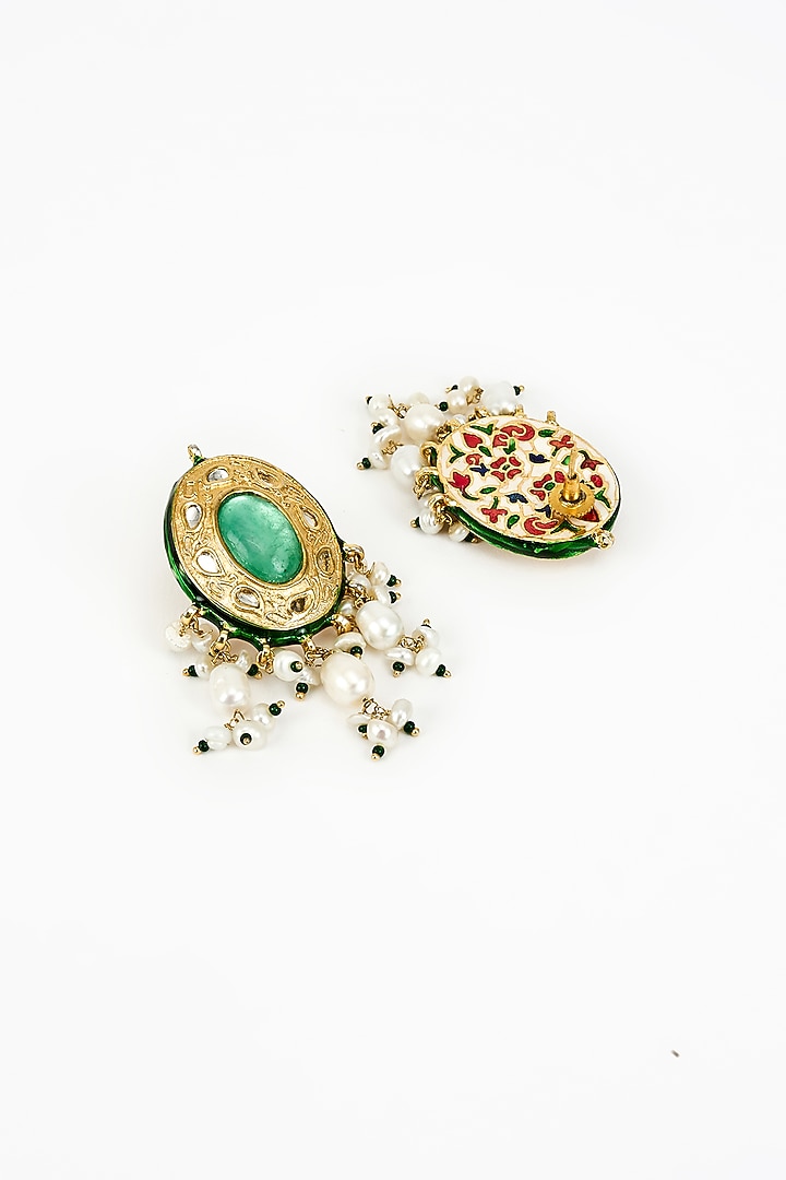 Gold Finish Kundan Polki & Multi-Colored Stone Beaded Choker Necklace Set by Vivinia By Vidhi Mehra at Pernia's Pop Up Shop