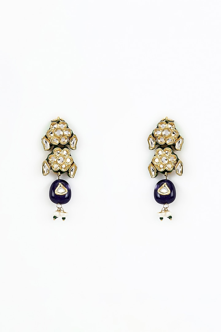 Gold Finish Kundan Polki Choker Necklace Set by Vivinia By Vidhi Mehra at Pernia's Pop Up Shop
