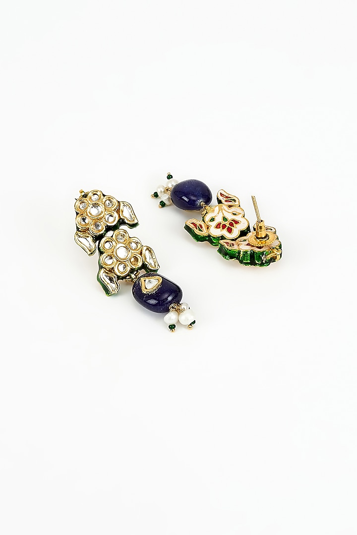 Gold Finish Kundan Polki Choker Necklace Set by Vivinia By Vidhi Mehra at Pernia's Pop Up Shop
