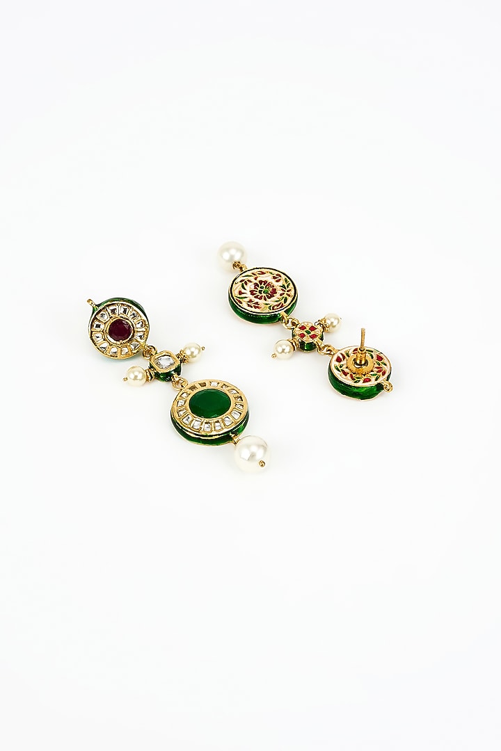 Gold Finish Kundan Polki & Multi-Colored Stone Beaded Choker Necklace Set by Vivinia By Vidhi Mehra at Pernia's Pop Up Shop